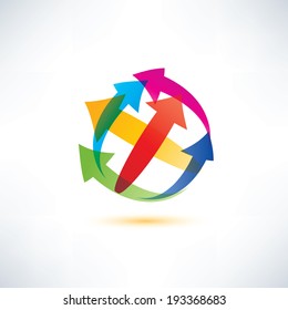 globe arrow abstract vector symbol, business and technology concept