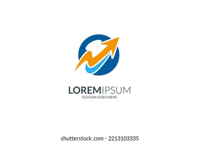 Globe and up arrow business logo template