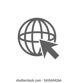 globe and arrow cursor. go to internet website icon isolated on white background. vector illustration 