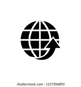 Globe Arrow, Environmental Protection. Flat Vector Icon illustration. Simple black symbol on white background. Globe Arrow, Environmental Protection sign design template for web and mobile UI element