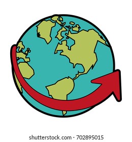 globe and arrow global communications concept icon image