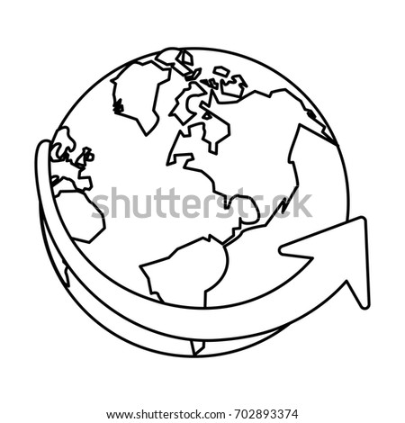 globe and arrow global communications concept icon image
