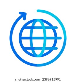 Globe with arrow. Global processes. Cycle and movement. Icon, logo, abstract sign. Vector file.