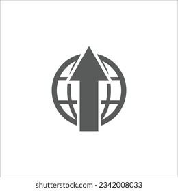 Globe with arrow, global, worldwide, concept icon vector, icon logo flat design apps and web page. Eps 10 Editable.