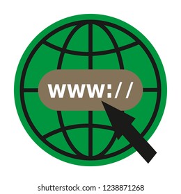 Globe and arrow "Go to web" - website symbol.