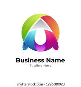 Globe with arrow gradient logo template ready for use