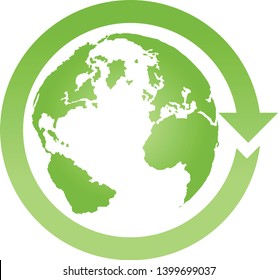 Globe and arrow in green logo