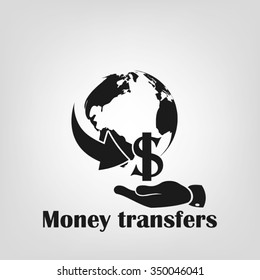 globe arrow hand dollar