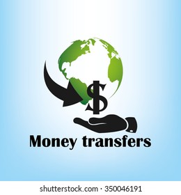 globe arrow hand dollar