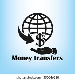 globe arrow hand dollar