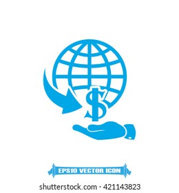 Globe arrow hand dollar vector illustration