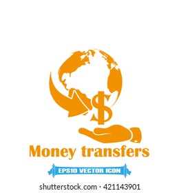 Globe arrow hand dollar vector illustration