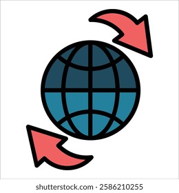 Globe And Arrow Icon Element For Design