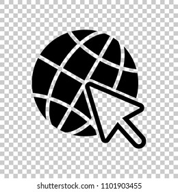 Globe and arrow icon. On transparent background.