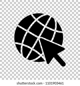 Globe and arrow icon. On transparent background.