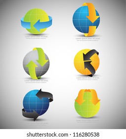 globe with arrow icon set