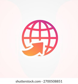 Icono de globo y flecha, color de degradado de signo, red de símbolos. Vector 