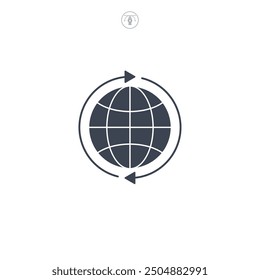 Globe with Arrow icon symbol vector illustration isolated on white background