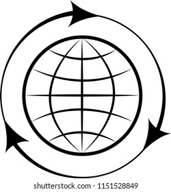 globe and arrow icon vector
