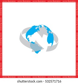 Globe and arrow icon vector EPS 10, abstract sign  flat design,  illustration modern isolated badge for website or app - stock info graphics