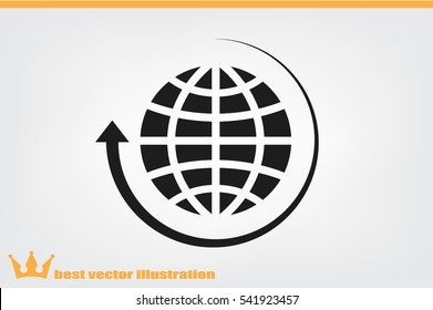 Globe and arrow icon vector EPS 10, abstract sign  flat design,  illustration modern isolated badge for website or app - stock info graphics.