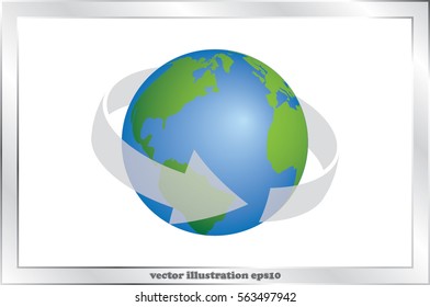 Globe and arrow icon vector EPS 10, abstract sign  flat design,  illustration modern isolated badge for website or app - stock info graphics.