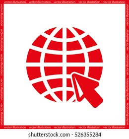Globe and arrow icon vector illustration eps10. Isolated badge for website or app - stock infographics