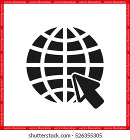 Globe and arrow icon vector illustration eps10. Isolated badge for website or app - stock infographics