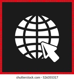 Globe and arrow icon vector illustration eps10. Isolated badge for website or app - stock infographics