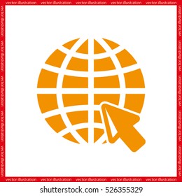 Globe and arrow icon vector illustration eps10. Isolated badge for website or app - stock infographics
