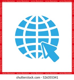 Globe and arrow icon vector illustration eps10. Isolated badge for website or app - stock infographics