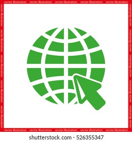 Globe and arrow icon vector illustration eps10. Isolated badge for website or app - stock infographics