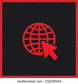 Globe and arrow icon vector illustration eps10. Isolated badge for website or app 