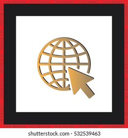 Globe and arrow icon vector illustration eps10. Isolated badge for website or app 