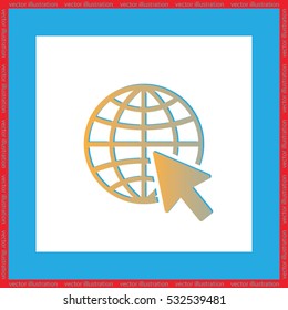 Globe and arrow icon vector illustration eps10. Isolated badge for website or app 