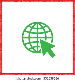 Globe and arrow icon vector illustration eps10. Isolated badge for website or app 