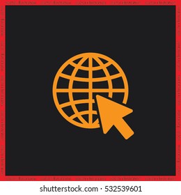 Globe and arrow icon vector illustration eps10. Isolated badge for website or app 