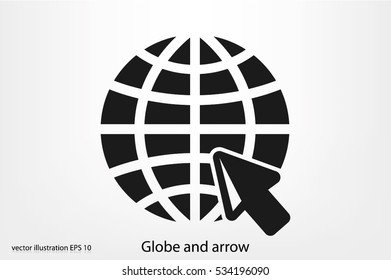 Globe and arrow icon vector illustration eps10. Isolated badge for website or app - stock infographics
