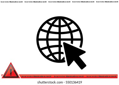 Globe and arrow icon vector illustration eps10. Isolated badge for website or app.