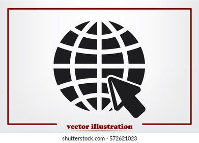 Globe and arrow icon vector illustration eps10. Isolated badge for website or app .