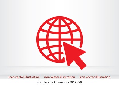 Globe and arrow icon vector illustration eps10. Isolated badge for website or app 
