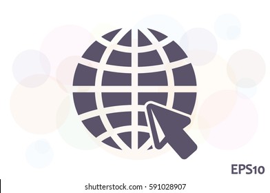 Globe and arrow icon vector illustration eps10. Isolated badge for website or app - stock infographics.
