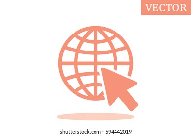 Globe and arrow icon vector illustration eps10. Isolated badge for website or app .