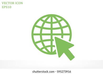 Globe and arrow icon vector illustration eps10. Isolated badge for website or app 