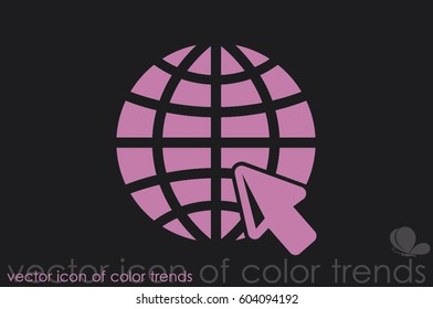 Globe and arrow icon vector illustration eps10. Isolated badge for website or app 