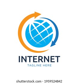 Globe Arrow internet logo design template