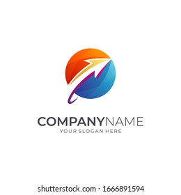 Globe Arrow Logistic Logo, Global Marketing Business Logo Template, Internet connection icon