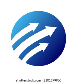 Globe with Arrow Logo puede utilizarse para iconos, signos, logotipos, etc