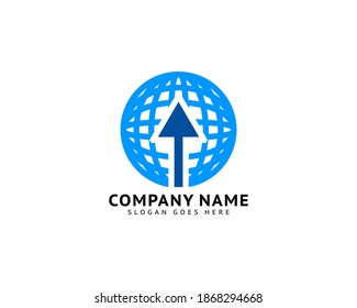 Globe arrow logo icon vector template