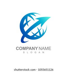 Globe And Arrow Logo Template